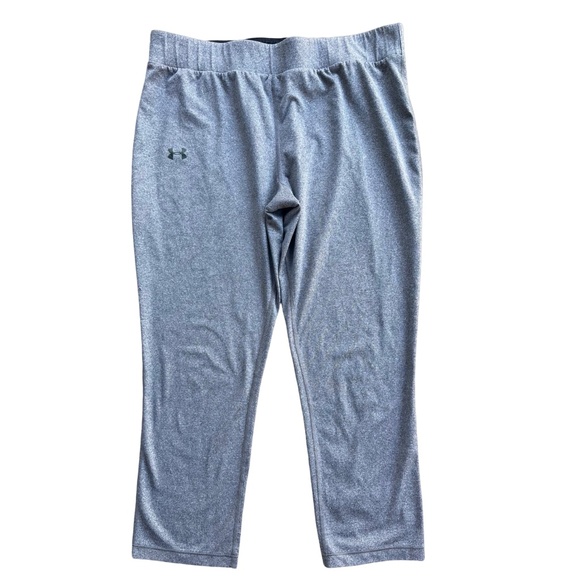 UNDER ARMOUR Women’s Gray Leggings Sz XL Capri Athletic Yoga Running Activewear - Picture 1 of 5